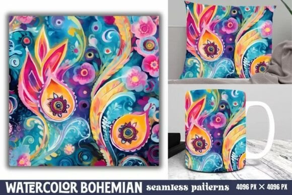 Download Seamless Watercolor Bohemian Pattern - Bohemian Collection