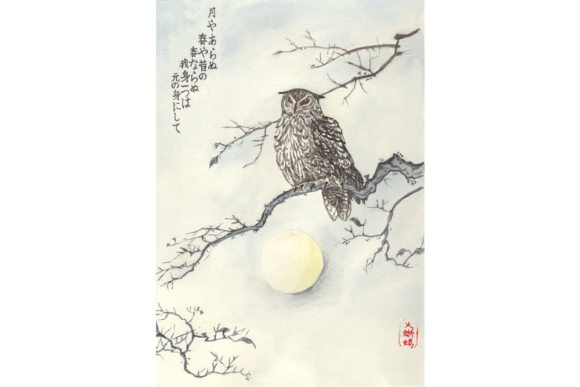Download Oriental Watercolor Zen Art, Owl Image - Zen art Collection