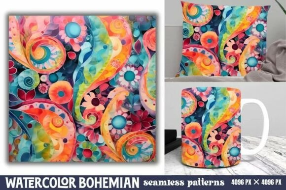Download Seamless Watercolor Bohemian Pattern - Bohemian Collection
