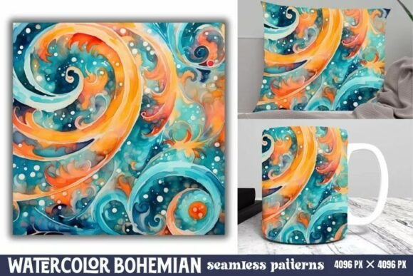 Download Seamless Watercolor Bohemian Pattern - Bohemian Collection