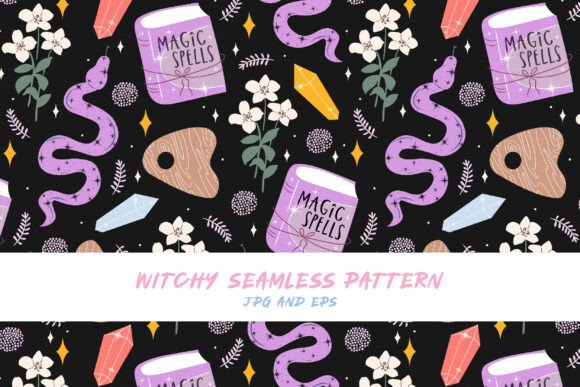 Download Cute Witchy Seamless Vector Pattern - Vector pattern Collection