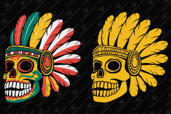 Download Aztec Warrior Skull Headdress Tribal Art - Tribal art Collection