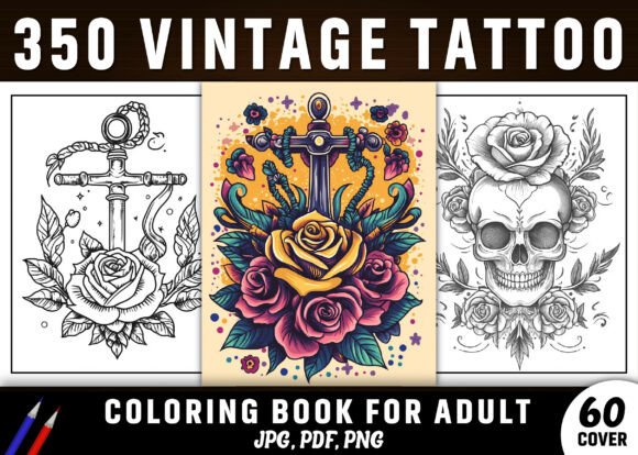 Download 350+ Vintage Tattoo Coloring Pages - KDP - Tattoo Collection