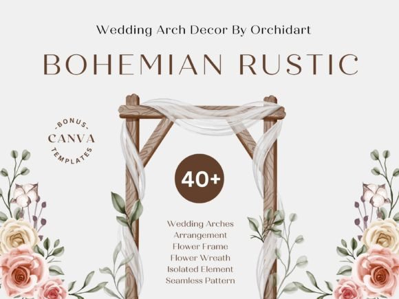 Download Bohemian Rustic Wedding Arch Decor - Premium Bundle