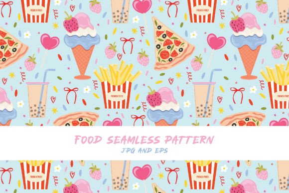 Download Seamless Fast Food Vector Pattern - Vector pattern Collection