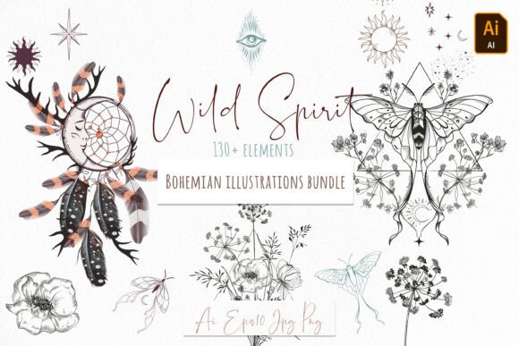 Download Wild Spirit Bohemian Vector Set - Bohemian Collection