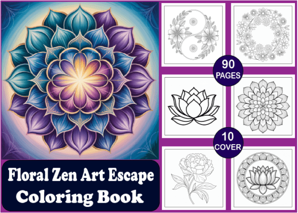 Download 90 Floral Zen Art Escape Coloring Book - Zen art Collection