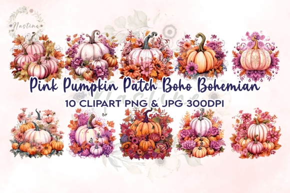Download Pink Pumpkin Patch Boho Bohemian Clipart - Bohemian Collection